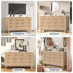 Commode cannelée à 9 tiroirs, chiffonnier en bois avec motif d'onde cannelé, commode de meuble TV moderne, pour chambre à coucher, salon, entrée