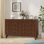 Commode cannelée à 9 tiroirs, chiffonnier en bois avec motif d'onde cannelé, commode de meuble TV moderne, pour chambre à coucher, salon, entrée