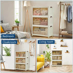 Bac de rangement empilable compact en plastique avec couvercle, tiroir de rangement pliable, portes magnétiques, pour la maison, le bureau