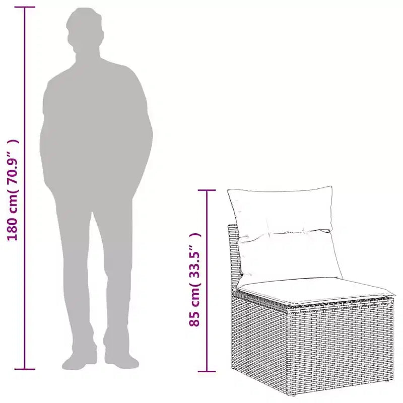 vidaXL Salon de jardin 7 pcs avec coussins résine tressée gris