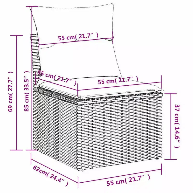 vidaXL Salon de jardin 7 pcs avec coussins résine tressée gris