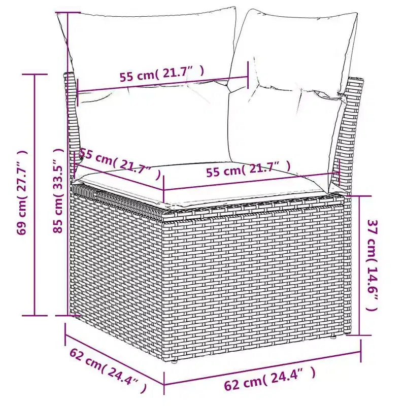vidaXL Salon de jardin 7 pcs avec coussins résine tressée gris