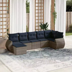 vidaXL Salon de jardin 7 pcs avec coussins résine tressée gris