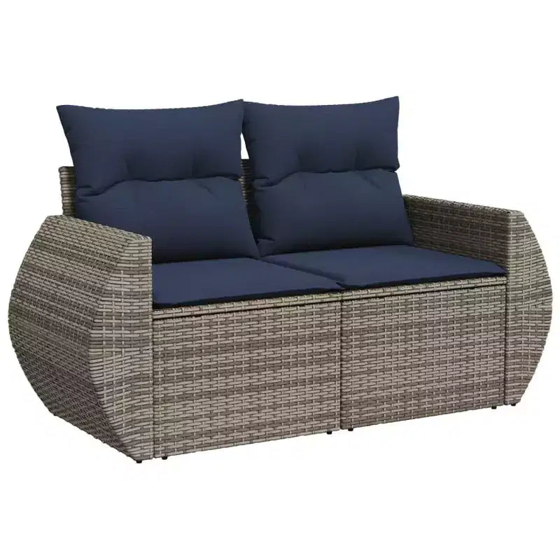vidaXL Salon de jardin 7 pcs avec coussins résine tressée gris