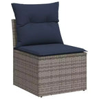 vidaXL Salon de jardin 7 pcs avec coussins résine tressée gris
