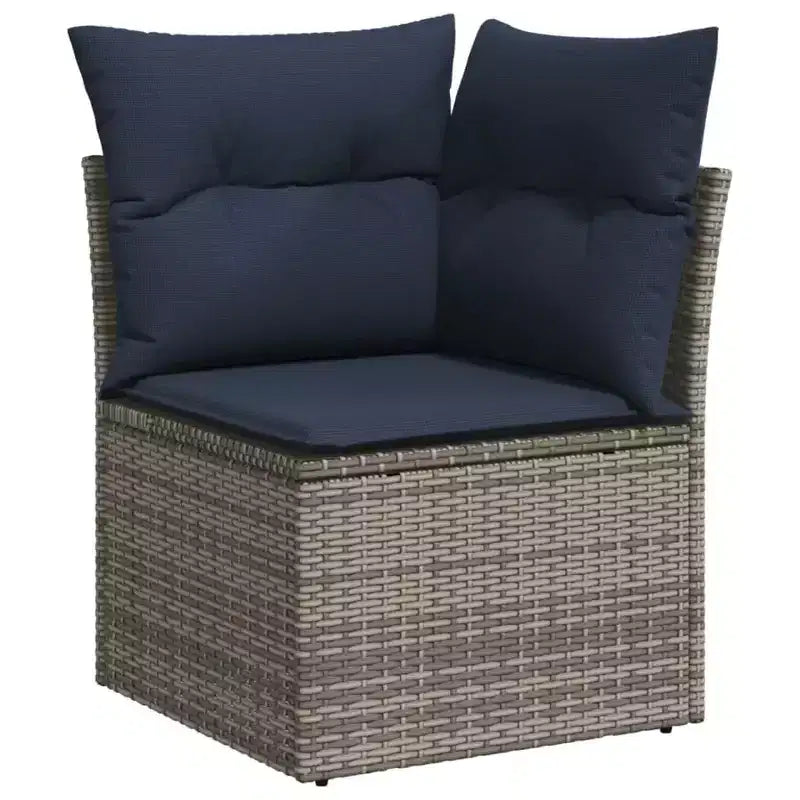 vidaXL Salon de jardin 7 pcs avec coussins résine tressée gris