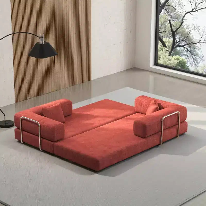 MooxvMoo 79 Canapé Modulable Convertible, Canapé de Sol Pudding, Lit Pliant pour Salon Chambre, Orange
