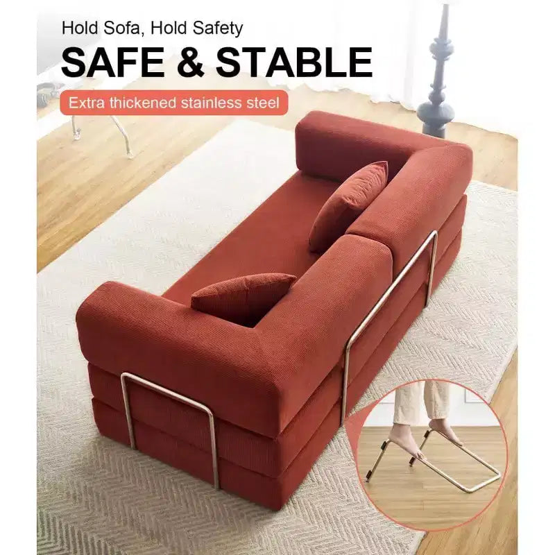 MooxvMoo 79 Canapé Modulable Convertible, Canapé de Sol Pudding, Lit Pliant pour Salon Chambre, Orange