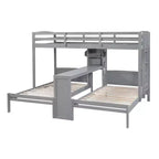 Luxystar Lit superposé double sur double avec bureau intégré, bibliothèque et lumières