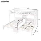Luxystar Lit superposé double sur double avec bureau intégré, bibliothèque et lumières