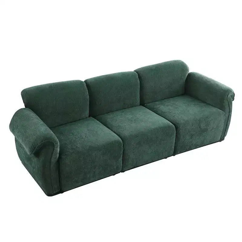 GDFStudio Khalid Canapé modulable moderne à 3 places en bois et fer, rembourré en chenille, avec dossier fendu