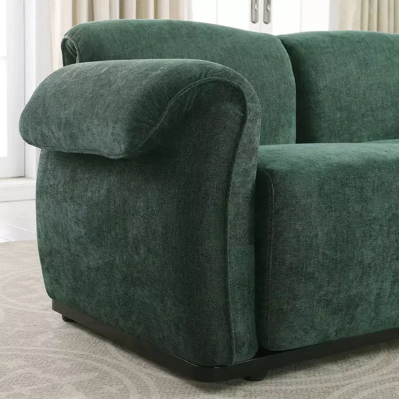 GDFStudio Khalid Canapé modulable moderne à 3 places en bois et fer, rembourré en chenille, avec dossier fendu