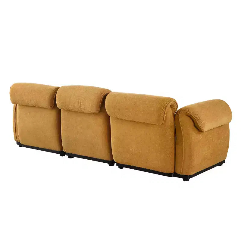 GDFStudio Khalid Canapé modulable moderne à 3 places en bois et fer, rembourré en chenille, avec dossier fendu