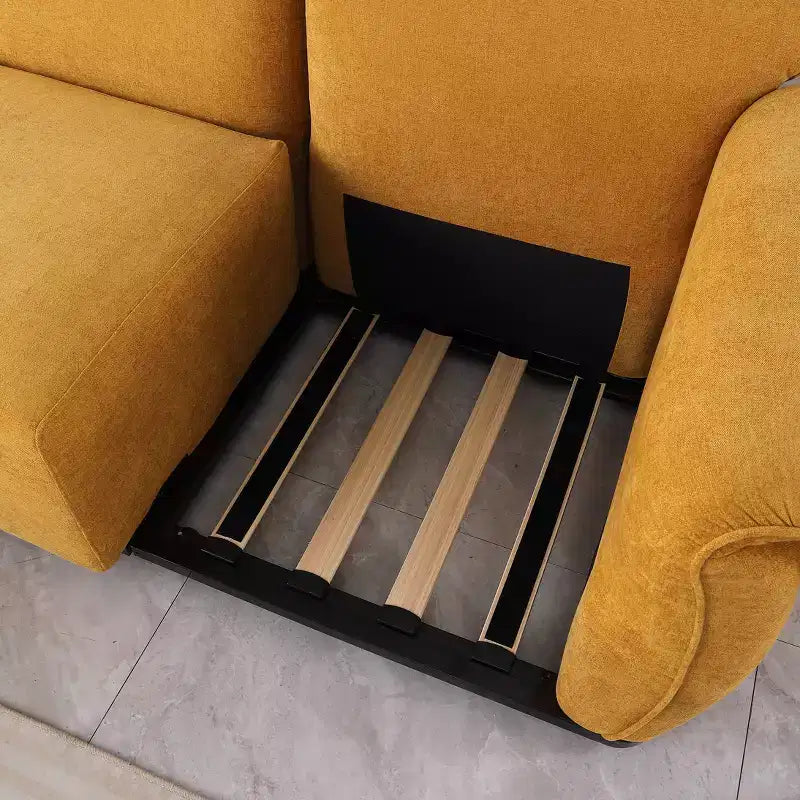 GDFStudio Khalid Canapé modulable moderne à 3 places en bois et fer, rembourré en chenille, avec dossier fendu