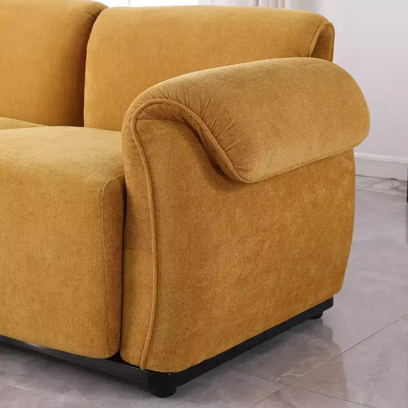 GDFStudio Khalid Canapé modulable moderne à 3 places en bois et fer, rembourré en chenille, avec dossier fendu