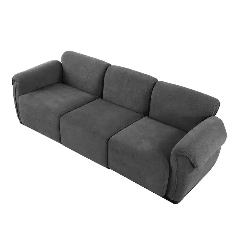 GDFStudio Khalid Canapé modulable moderne à 3 places en bois et fer, rembourré en chenille, avec dossier fendu
