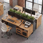 Bureau de direction Costway 71 avec compartiments ouverts, tiroirs de rangement et armoire à porte simple, couleur naturelle