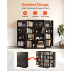 Meuble de rangement multimédia VEVOR, étagère à DVD 4 niveaux, organisateur de rangement multimédia de 61 x 36,8 x 84,6 cm pour CD, DVD, livres, jeux, marron