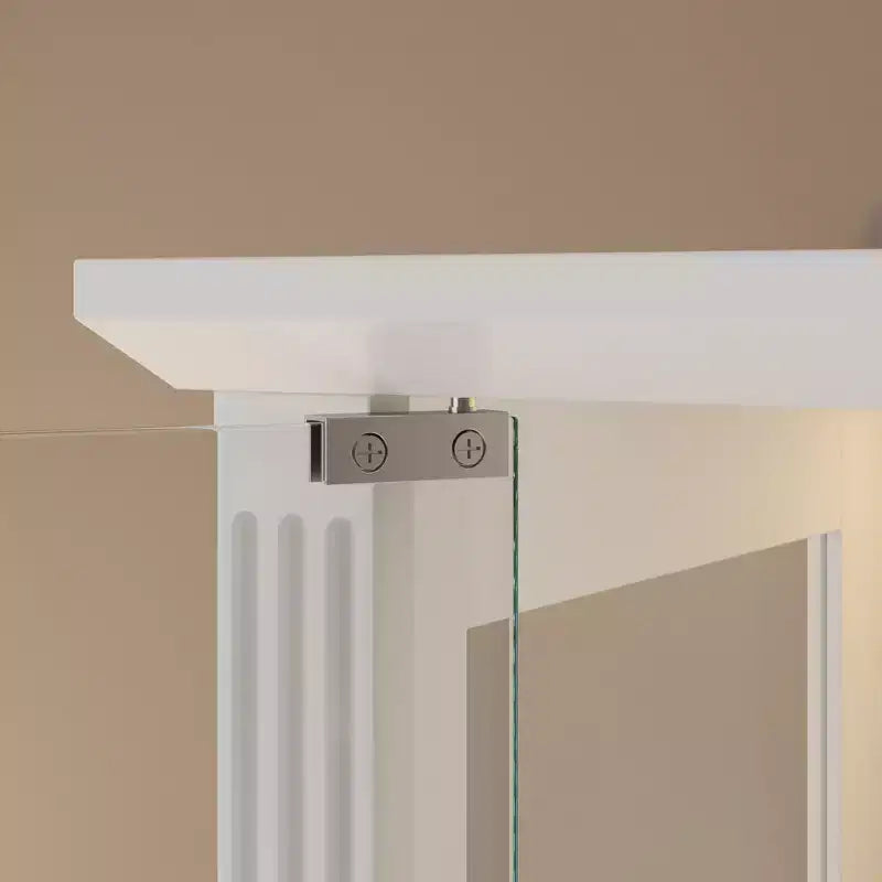 Vitrine haute blanche Famapy avec éclairage LED, vitrine en verre avec tiroir pour objets de collection, livres et décoration intérieure