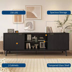 Meuble TV moderne de 63 pouces, noir, centre de divertissement avec étagère réglable, table console TV, montage facile, pour salon, chambre à coucher