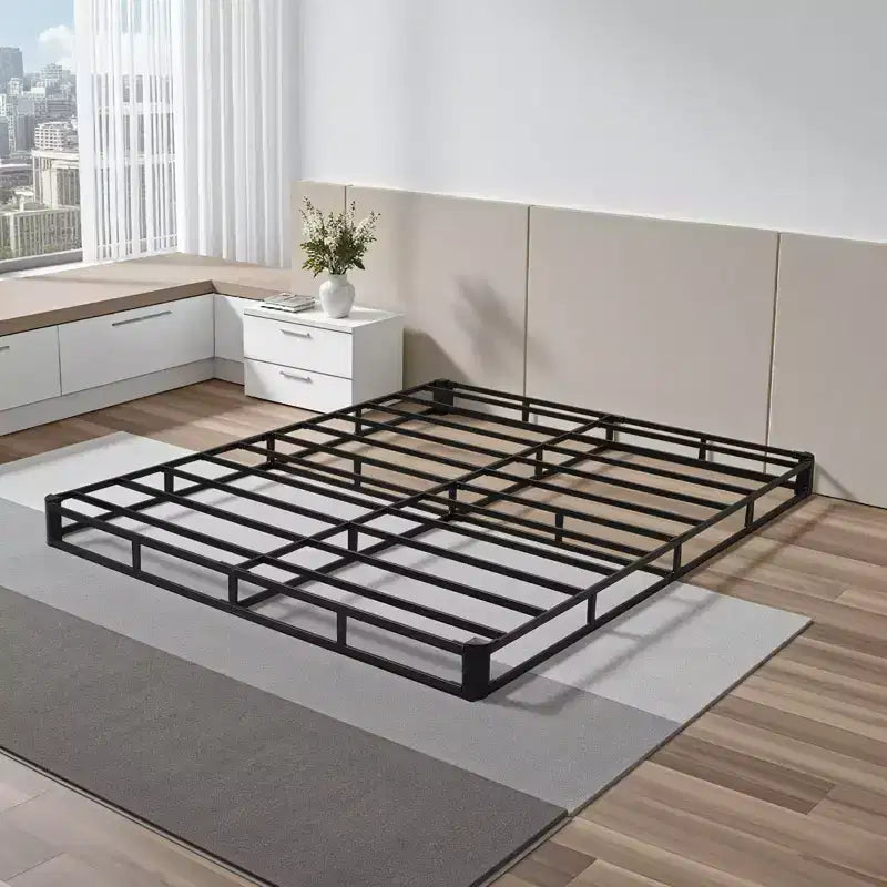 VEVOR Sommier tapissier, Cadre de lit Queen Size avec Tissu Lavable, Cadre Métallique Robuste pour Lit Queen, Sommier de 13 cm, Noir