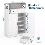 Meuble de rangement pour chaussures de style ferme moderne, étagères réglables, organisateur d'entrée autoportant, pour salon, chambre à coucher