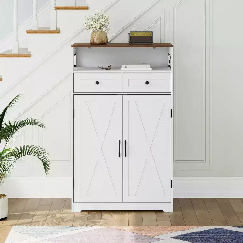 Meuble de rangement pour chaussures de style ferme moderne, étagères réglables, organisateur d'entrée autoportant, pour salon, chambre à coucher