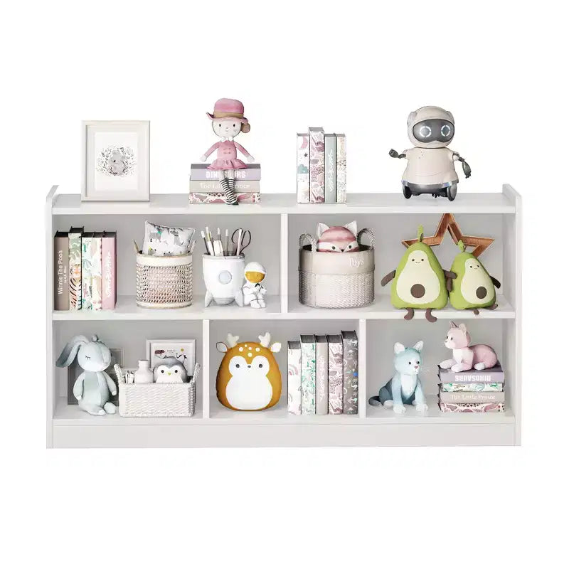 Wooden Kids Storage Cabinet with 5 Sections, Montessori Bookshelf and Toy Organizer for Nursery, Playroom, Classroom & Bedroom