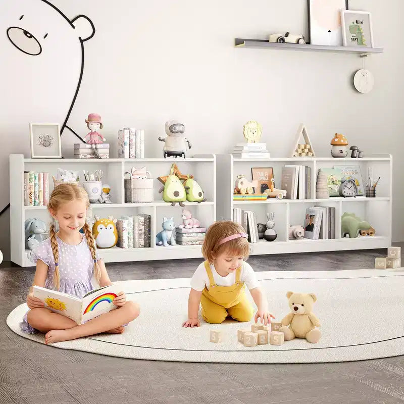 Meuble de rangement pour enfants en bois avec 5 sections, bibliothèque Montessori et organisateur de jouets pour crèche, salle de jeux, salle de classe et chambre à coucher