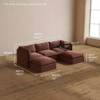 Canapé modulaire lavable en U 3 places Anabei | Assise Deluxe+ et oreiller Cloud