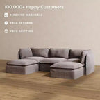 Canapé modulaire lavable en U 3 places Anabei | Assise Deluxe+ et oreiller Cloud
