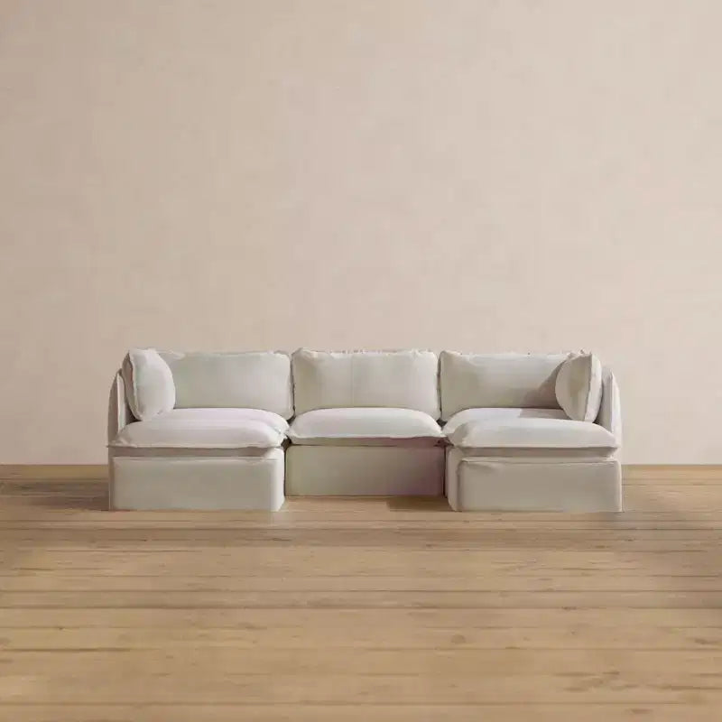 Canapé modulaire lavable en U 3 places Anabei | Assise Deluxe+ et oreiller Cloud