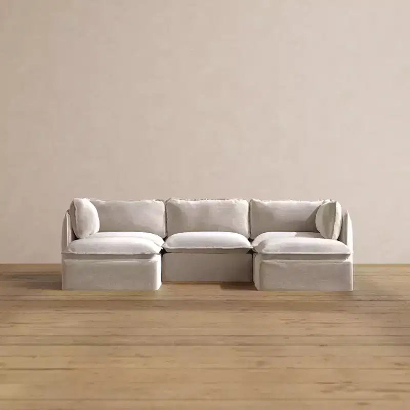 Canapé modulaire lavable en U 3 places Anabei | Assise Deluxe+ et oreiller Cloud