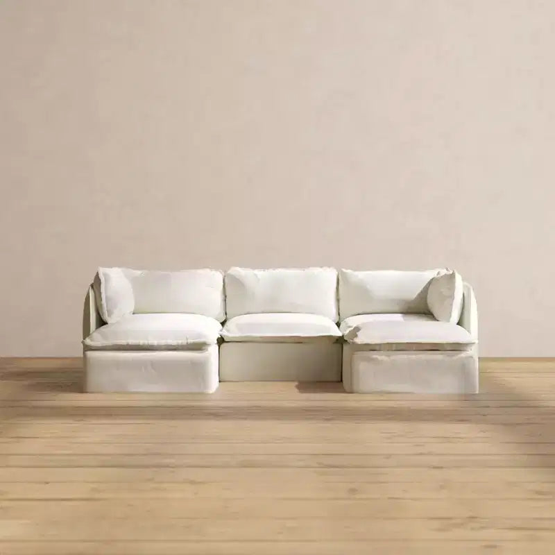 Canapé modulaire lavable en U 3 places Anabei | Assise Deluxe+ et oreiller Cloud