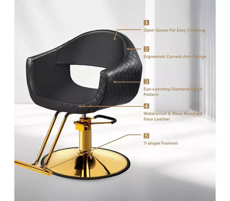 Fauteuil de salon de coiffure Karl Home avec motif de losanges saisissant et assise extra large