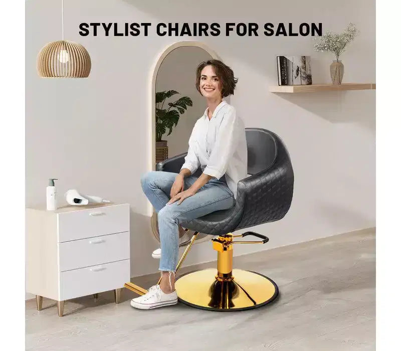 Fauteuil de salon de coiffure Karl Home avec motif de losanges saisissant et assise extra large