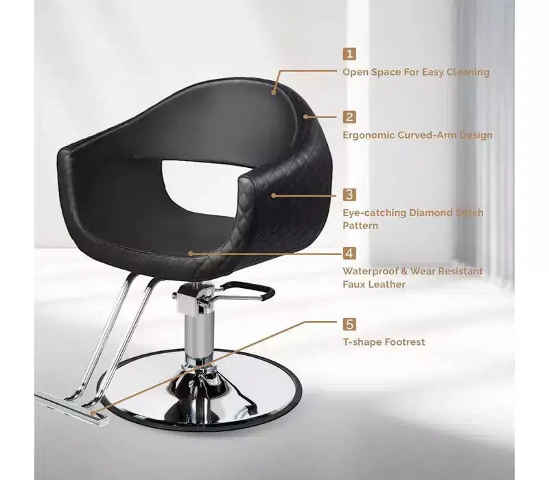 Fauteuil de salon de coiffure Karl Home avec motif de losanges saisissant et assise extra large