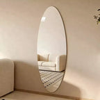 Whisen 65 x 24 Oval Full Length Mirror, Shatterproof Copper-Free Silver Glass Wall Mirror for Entryway, Bedroom & Salon