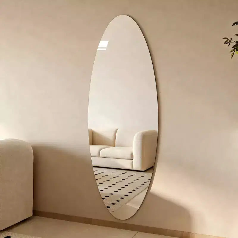 Whisen 65 x 24 Oval Full Length Mirror, Shatterproof Copper-Free Silver Glass Wall Mirror for Entryway, Bedroom & Salon