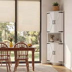 COZONY Meuble d'angle de ferme 65" avec portes et étagères réglables, Armoire de rangement d'angle haute pour cuisine et salon