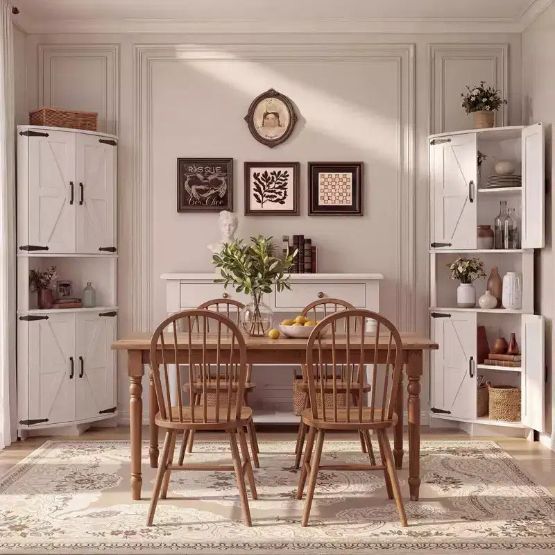 COZONY Meuble d'angle de ferme 65" avec portes et étagères réglables, Armoire de rangement d'angle haute pour cuisine et salon