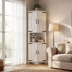 COZONY Meuble d'angle de ferme 65" avec portes et étagères réglables, Armoire de rangement d'angle haute pour cuisine et salon