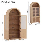 COZONY 71 Meuble de rangement de cuisine arqué avec portes en rotin et tiroir, Armoire de rangement haute en bois avec 6 étagères