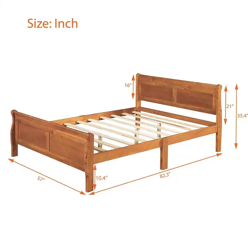 Lit plateforme moderne en bois pleine grandeur avec tête de lit Luxystar