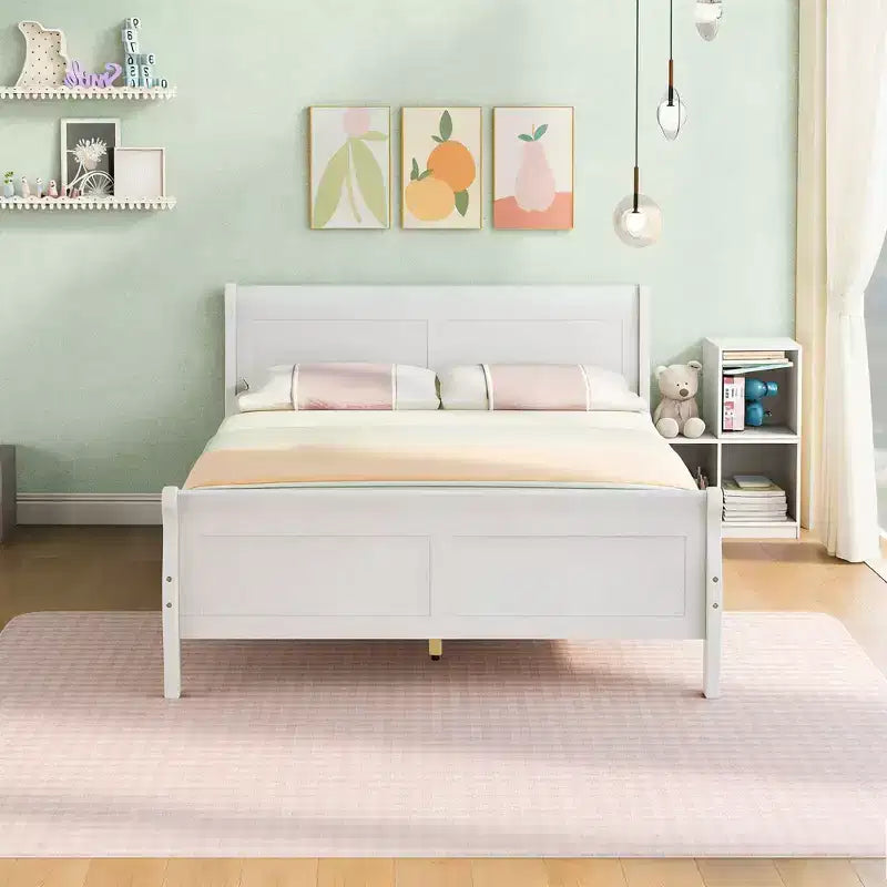 Lit plateforme moderne en bois pleine grandeur avec tête de lit Luxystar