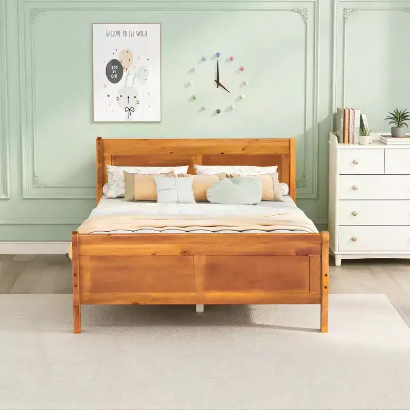 Lit plateforme moderne en bois pleine grandeur avec tête de lit Luxystar
