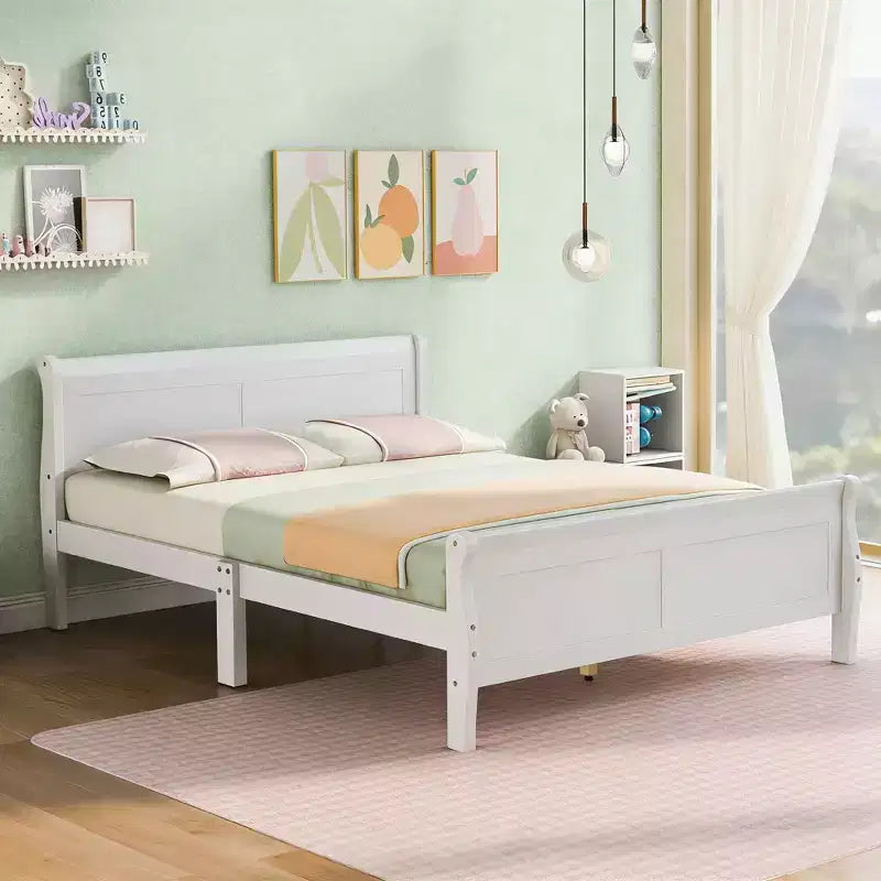 Lit plateforme moderne en bois pleine grandeur avec tête de lit Luxystar