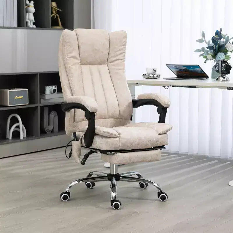 Fauteuil de bureau massant 6 points et chauffant, fauteuil d'ordinateur inclinable avec hauteur réglable et repose-pieds