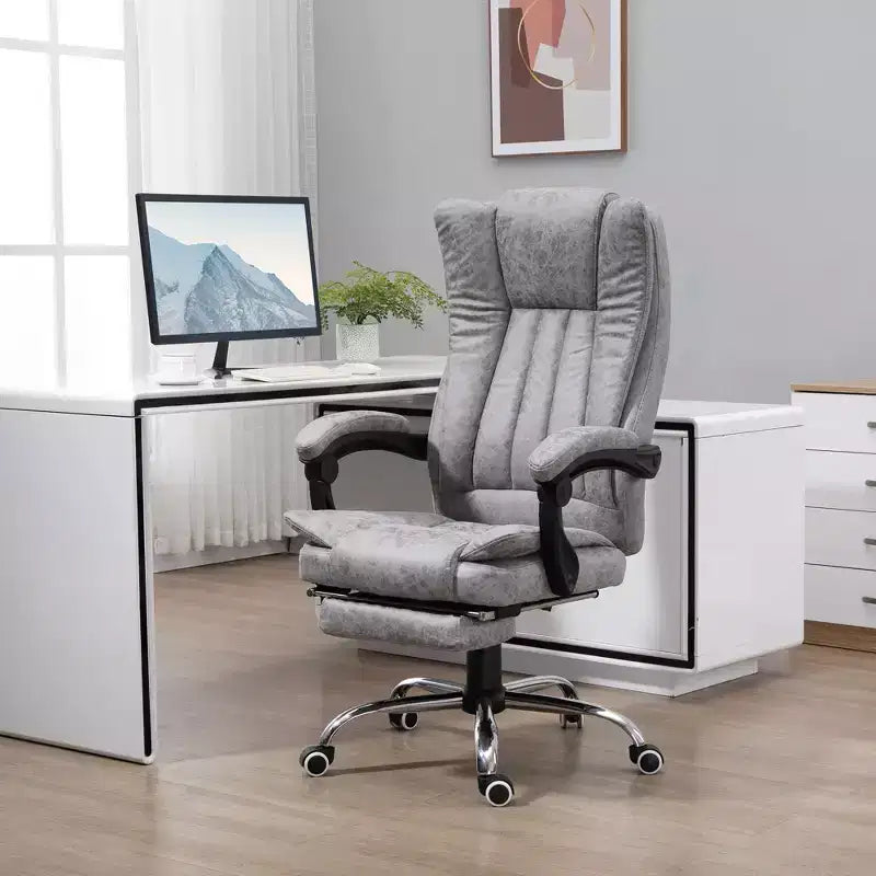 Fauteuil de bureau massant 6 points et chauffant, fauteuil d'ordinateur inclinable avec hauteur réglable et repose-pieds