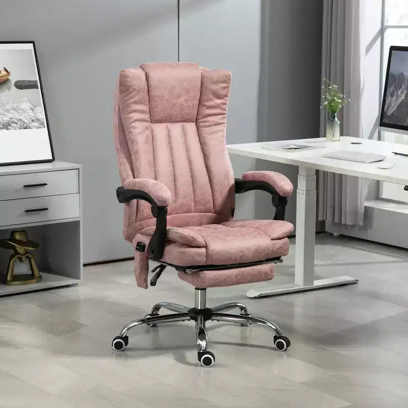Fauteuil de bureau massant 6 points et chauffant, fauteuil d'ordinateur inclinable avec hauteur réglable et repose-pieds